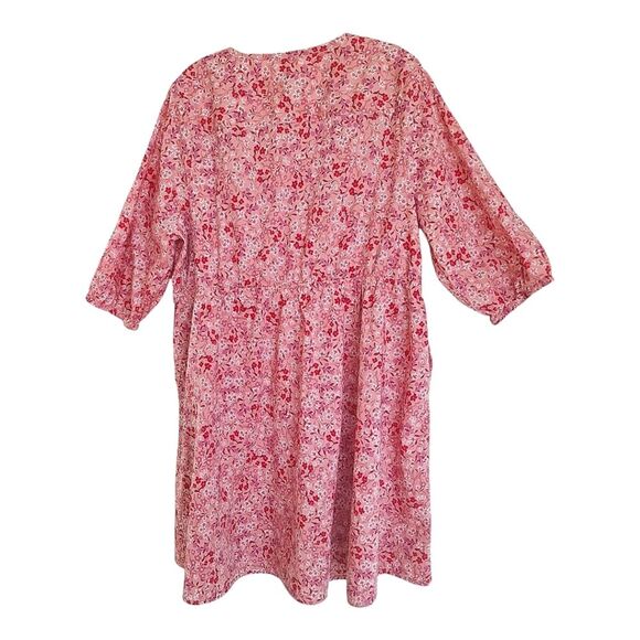 Terra & Sky Button Front Dress 100% Cotton Pockets Magic Garden/Soft Mimosa 2X - Picture 3 of 12